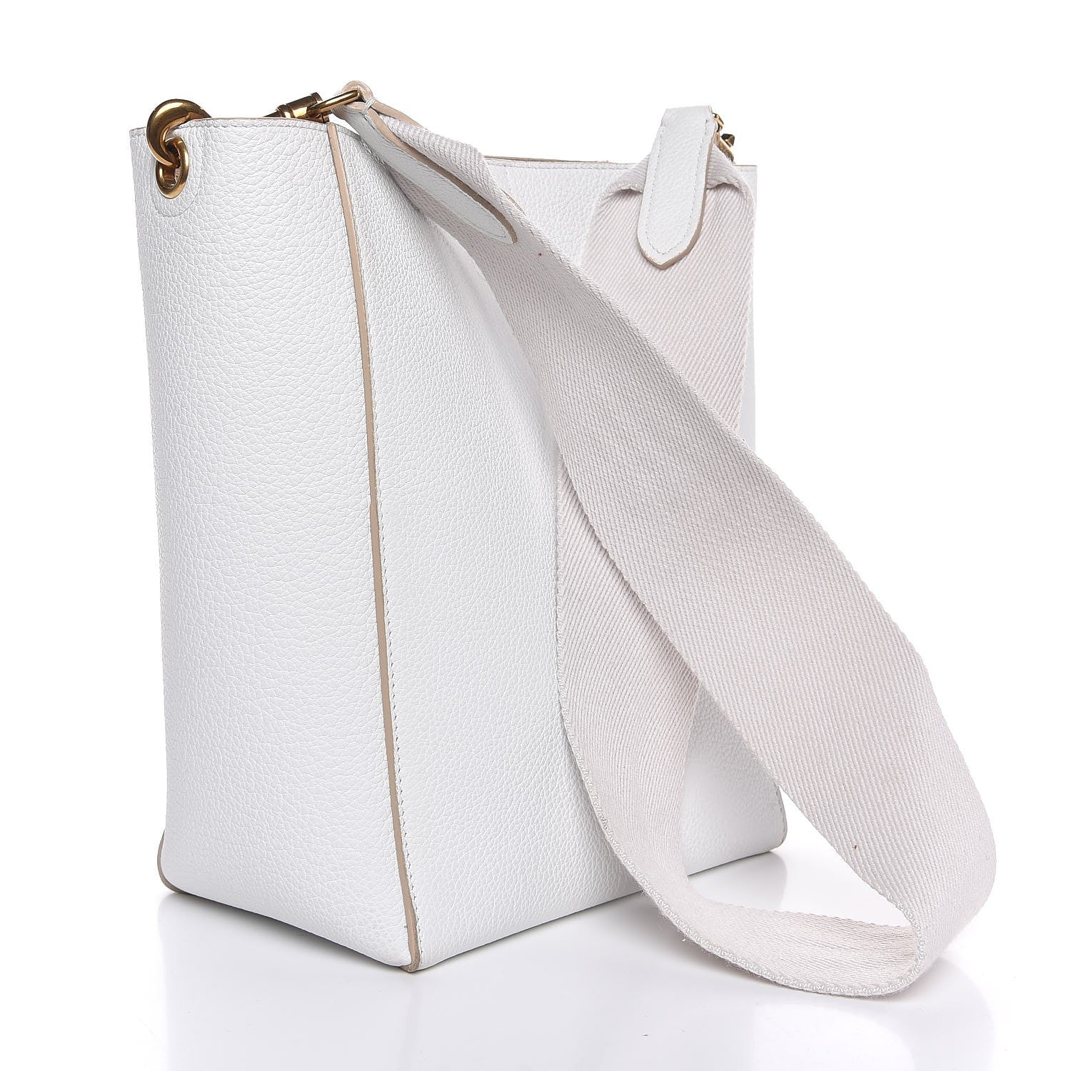 Celine Soft Grained Calfskin Small Sangle Bucket Bag White 3 of 11