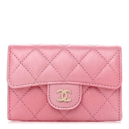 Chanel Cloudy Pearly Goatskin Quilted Flap Card Holder Wallet Light Pink 1 of 8