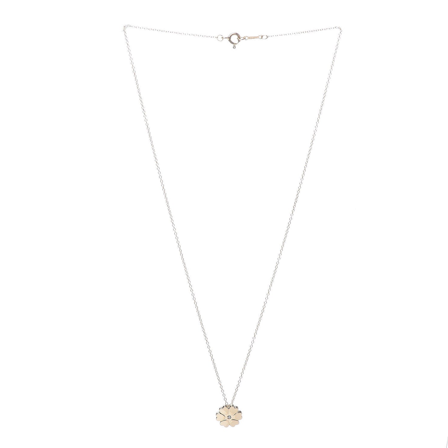 18K Yellow Gold Diamond Paloma Picasso Flower Heart Pendant Necklace