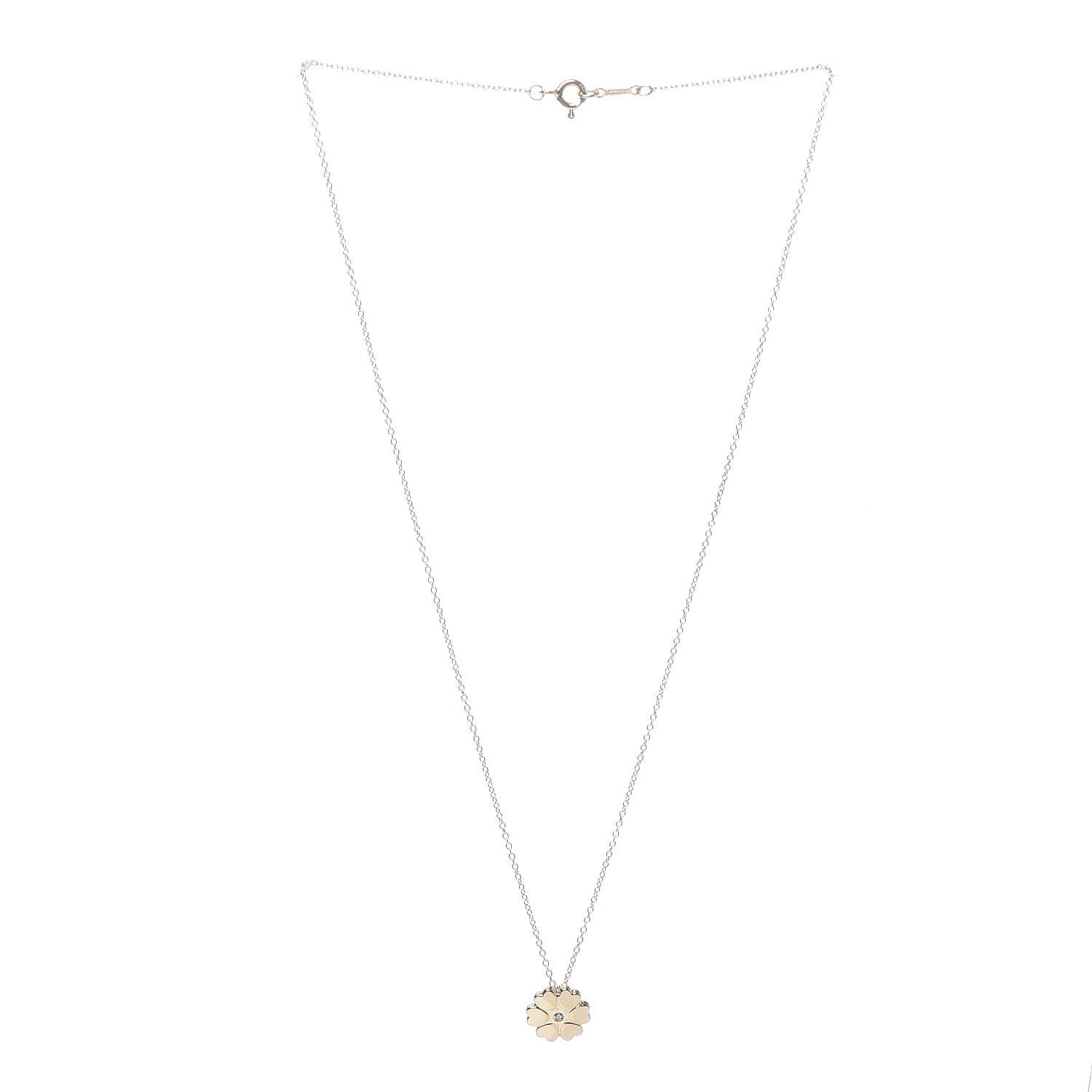 Tiffany 18K Yellow Gold Diamond Paloma Picasso Flower Heart Pendant Necklace 4 of 7