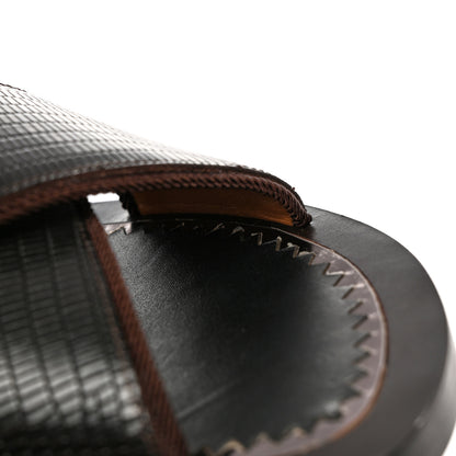 Christian Louboutin Calfskin Iguana Embossed Elba Flat Sandals 39 Testa Di Moro Black 10 of 18