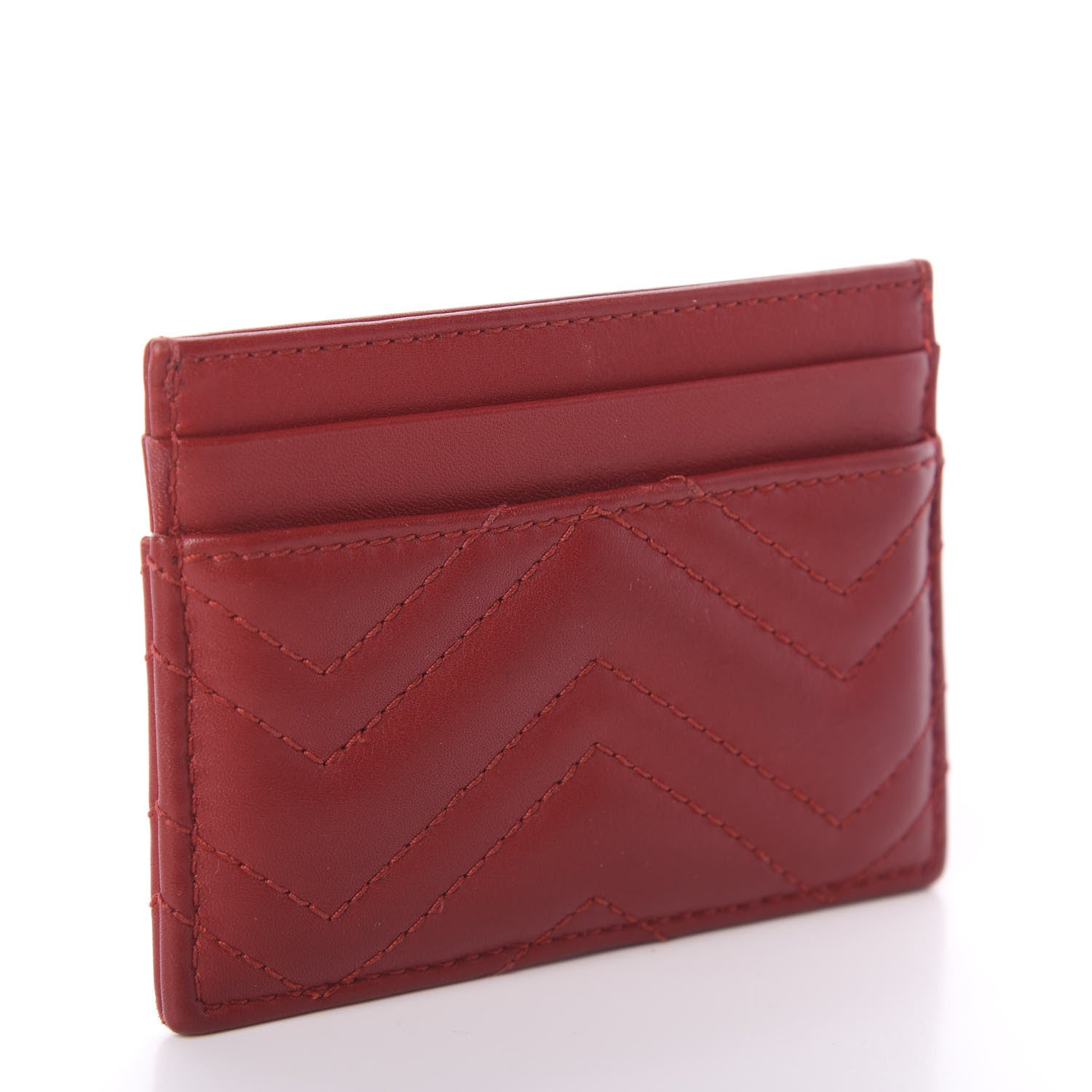 Gucci Calfskin Matelasse GG Marmont Card Holder Hibiscus Red 2 of 5
