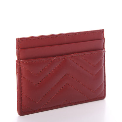 Gucci Calfskin Matelasse GG Marmont Card Holder Hibiscus Red 2 of 5