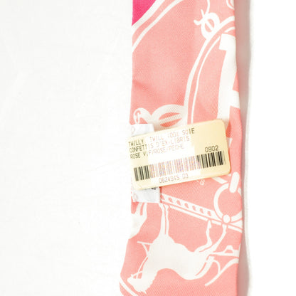 Hermes Silk Confettis D'Ex Libris Twilly Rose Vif Peach 6 of 6