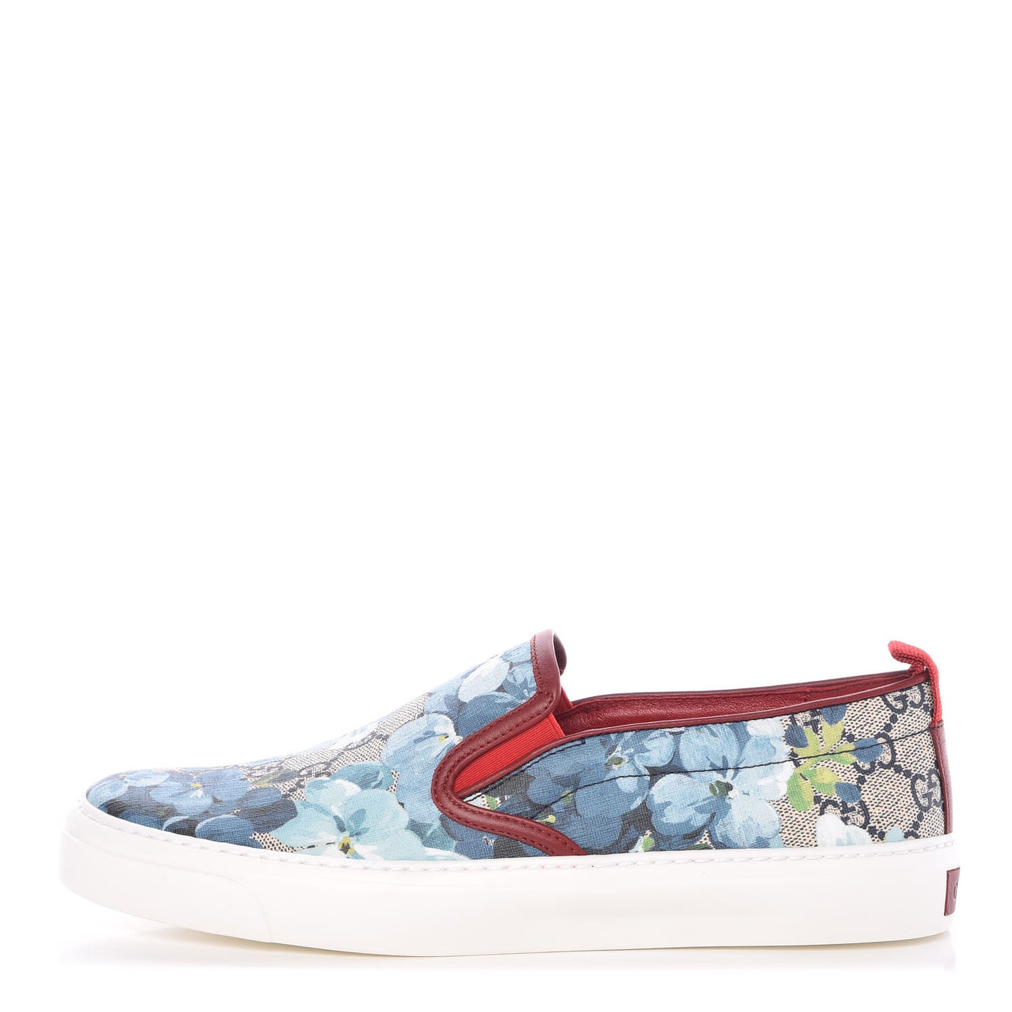 GG Supreme Monogram Blooms Womens Slip On Sneakers 39 Beige Blue Navy Red
