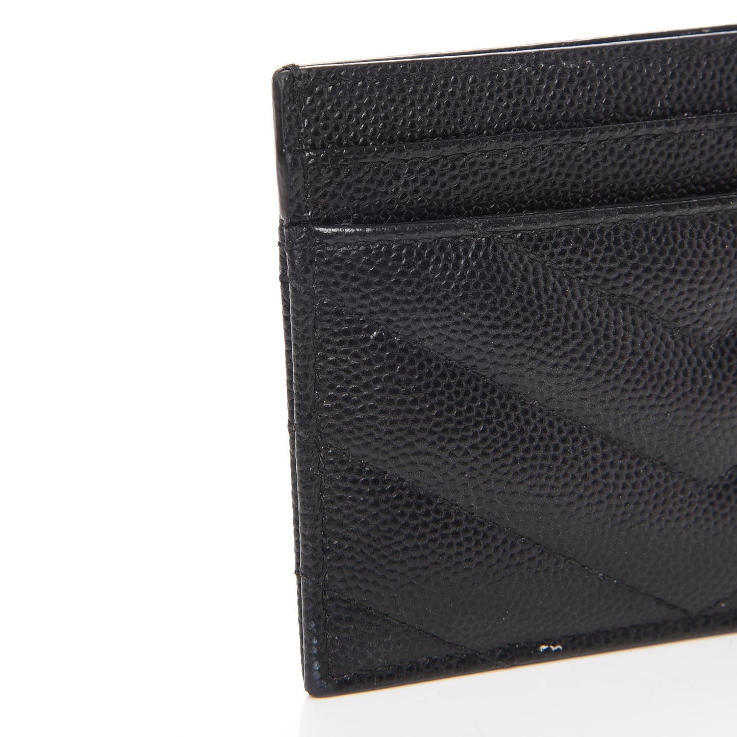 Grain De Poudre Matelasse Chevron Monogram Credit Card Case Black