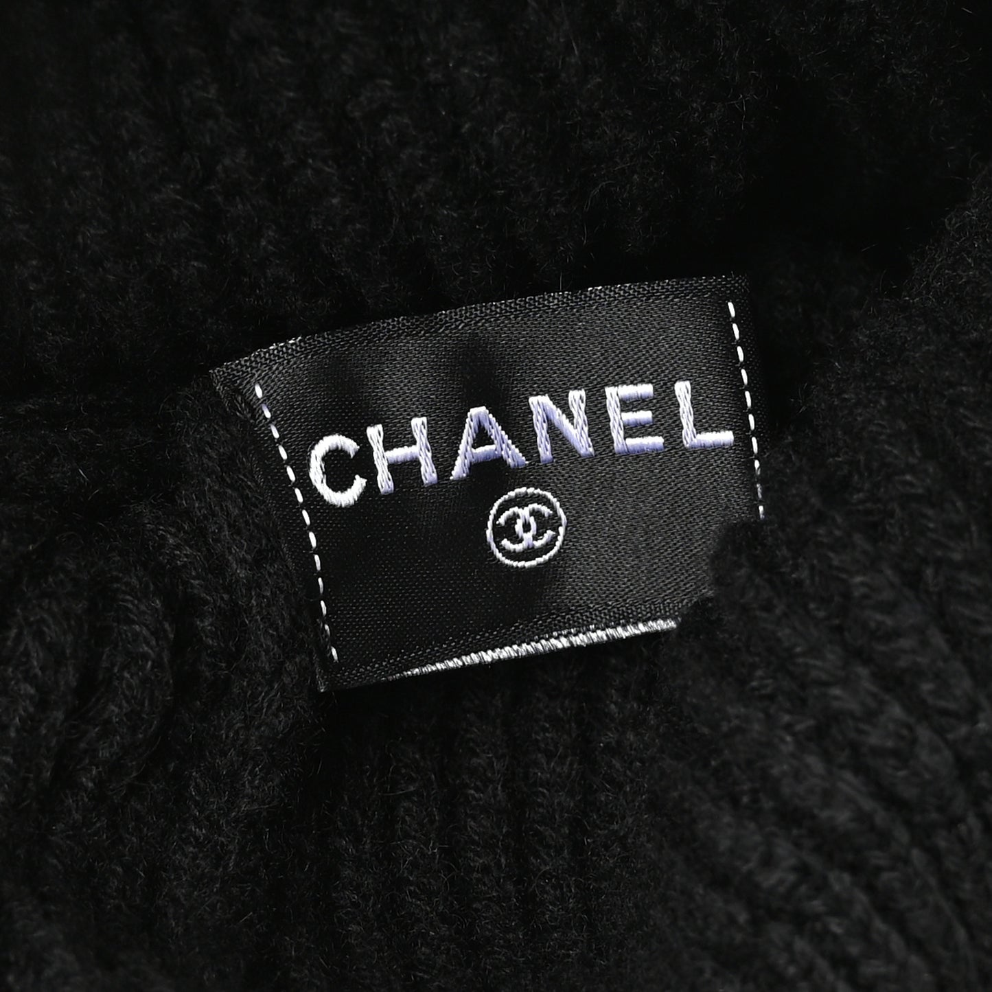 Cashmere Sequin Logo Beanie Hat Black Gold