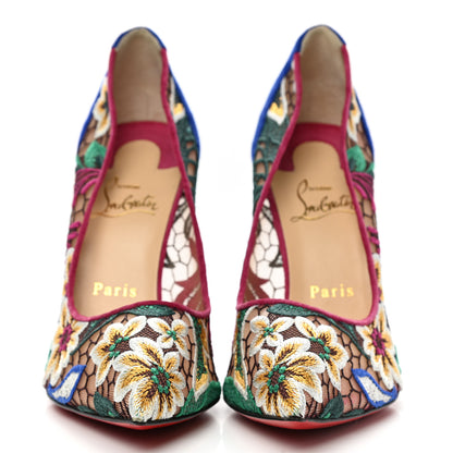 Christian Louboutin Lace Veau Velours Florale Follies 100 Pumps 39 Multicolor 2 of 7