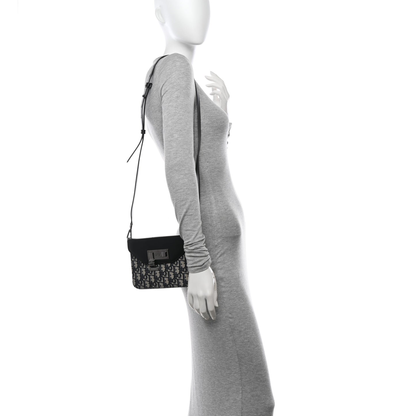 Oblique Smooth Calfskin Messenger Beige Black