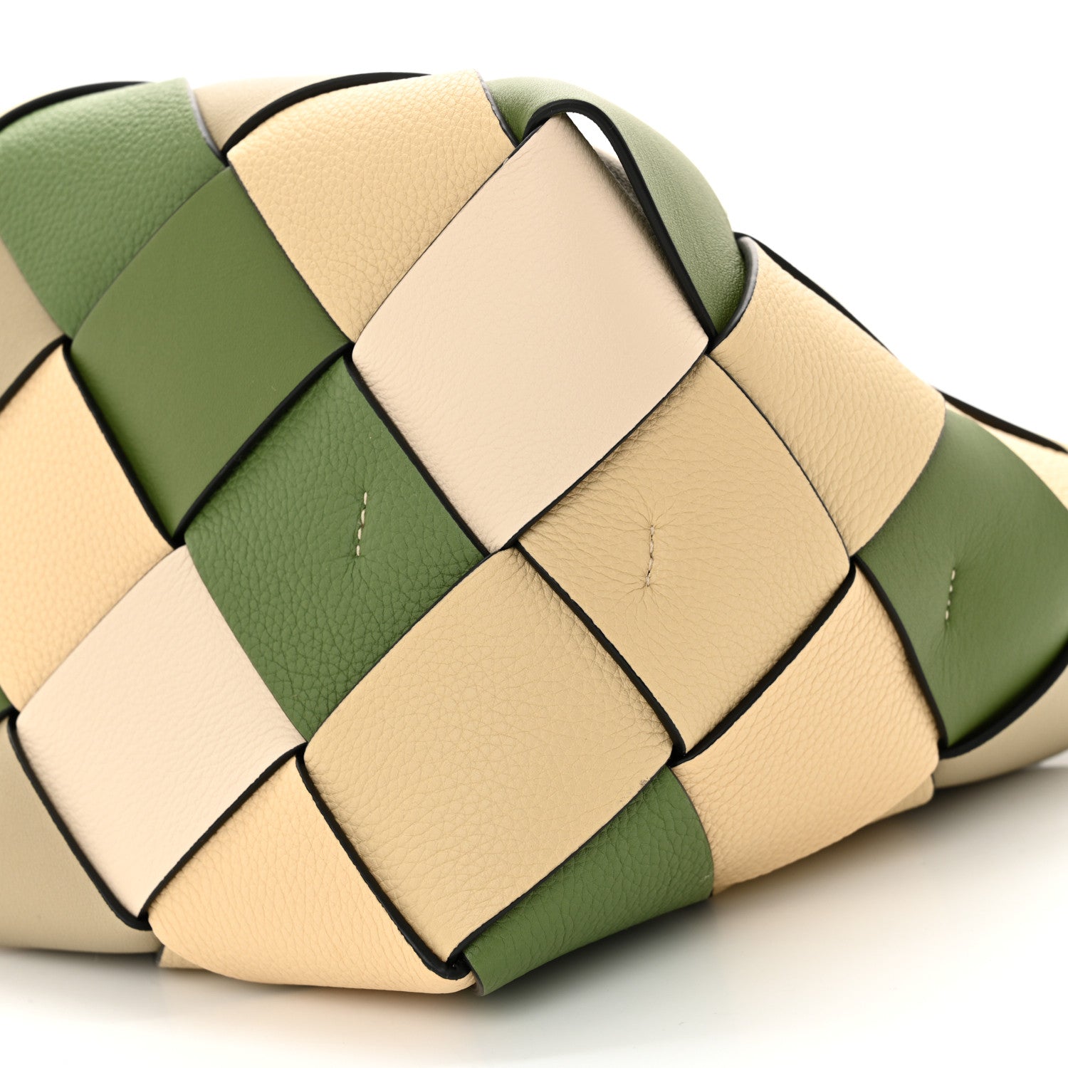 Loewe Calfskin Woven Small The Surplus Collection Basket Bag Avocado Ivory 10 of 10