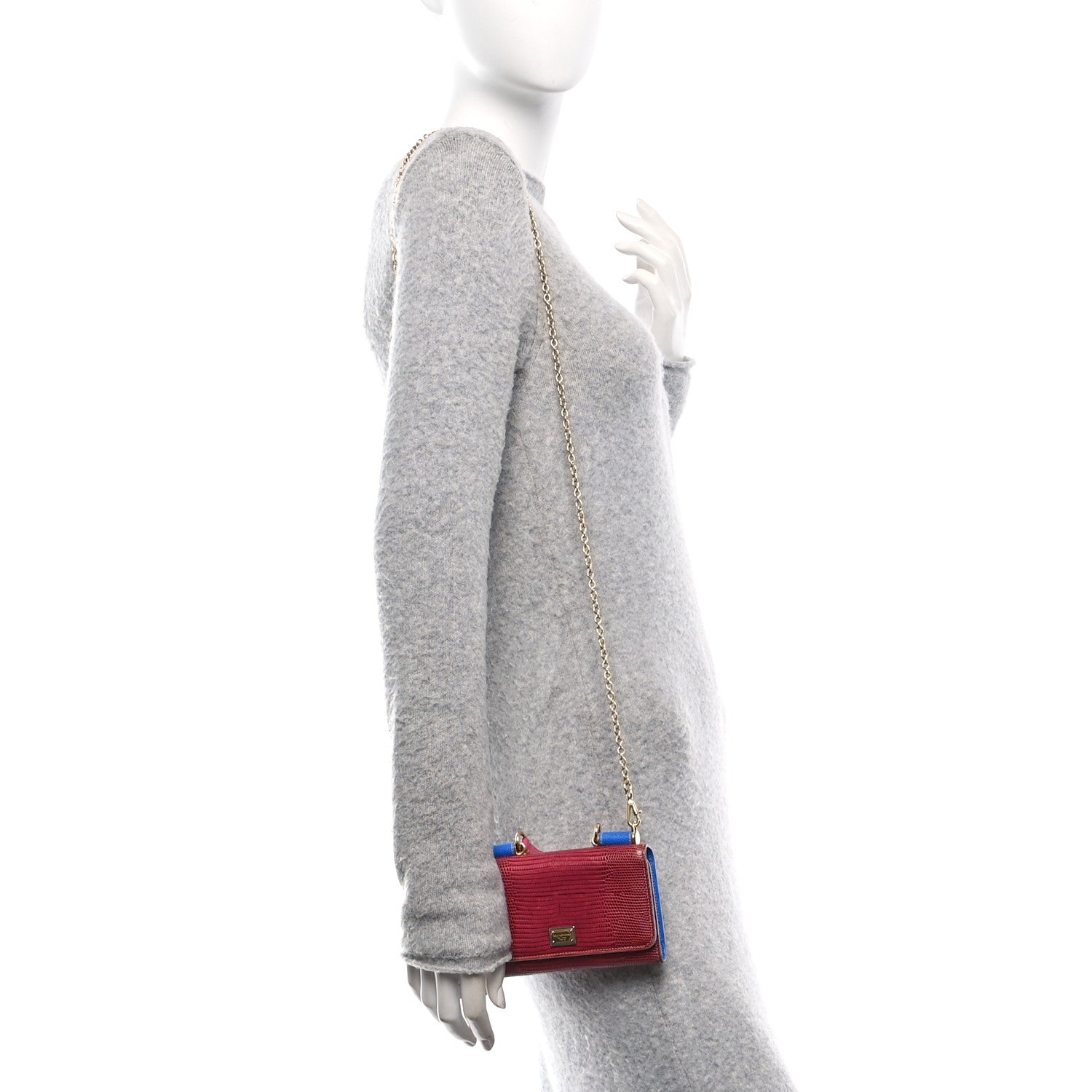 Dolce & Gabbana Dauphine Stampa Iguana Mini Miss Sicily Chain Phone Case Wallet Red Multicolor 2 of 10