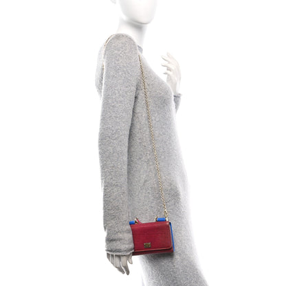 Dolce & Gabbana Dauphine Stampa Iguana Mini Miss Sicily Chain Phone Case Wallet Red Multicolor 2 of 10