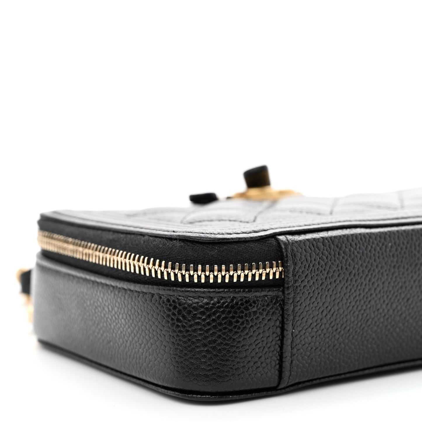 Caviar Quilted Boy Zip Phone Holder With Chain Black