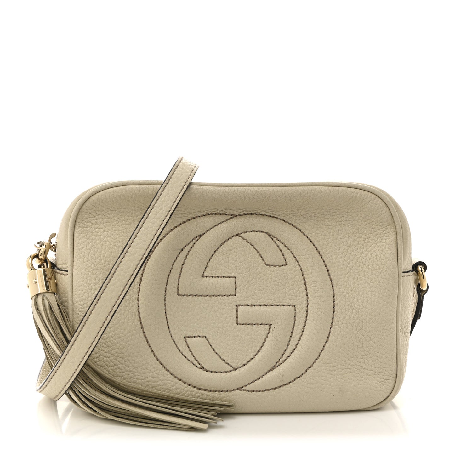 Pebbled Calfskin Small Soho Disco Bag Off White