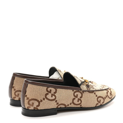Gucci Monogram Jumbo GG Malaga Kid Horsebit Womens Jordaan Loafers 39.5 Camel Ebony New Acero Beige 5 of 10