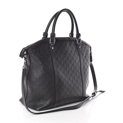 Gucci Guccissima Large GG Charm Convertible Dome Satchel Black 3 of 9