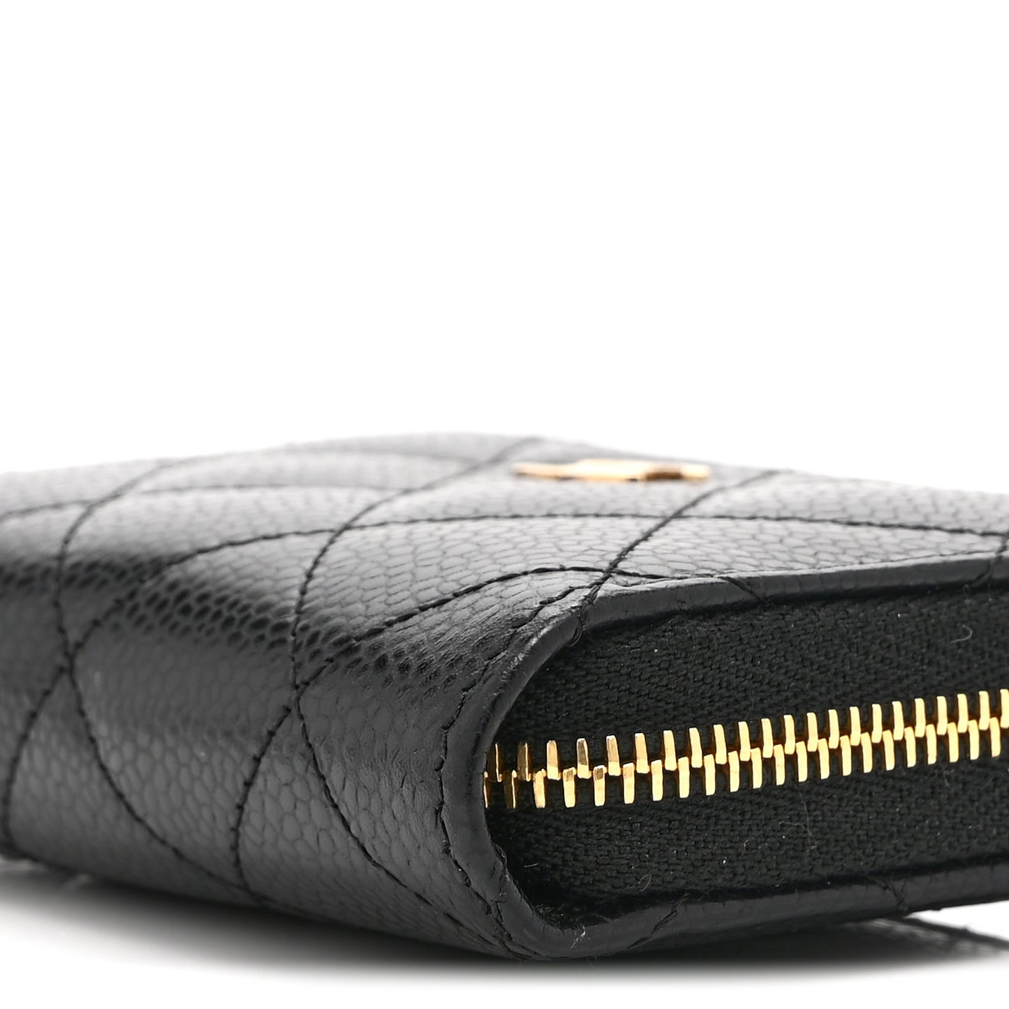 Caviar Quilted Zip Coin Purse Black