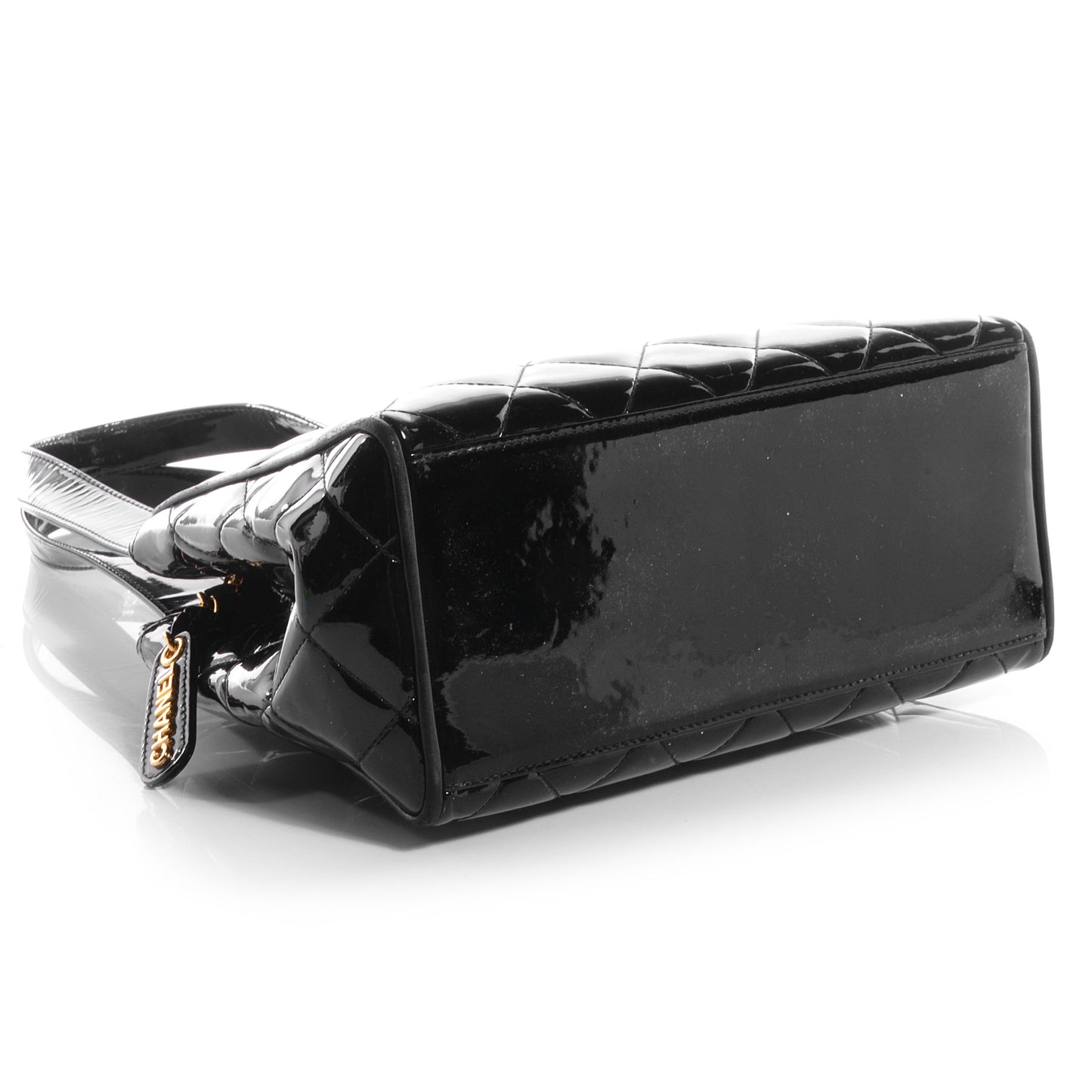 Patent Quilted CC Shoulder Bag Black