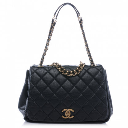 Chanel Aged Calfskin Quilted Large Pondichery Flap Black 1 of 8