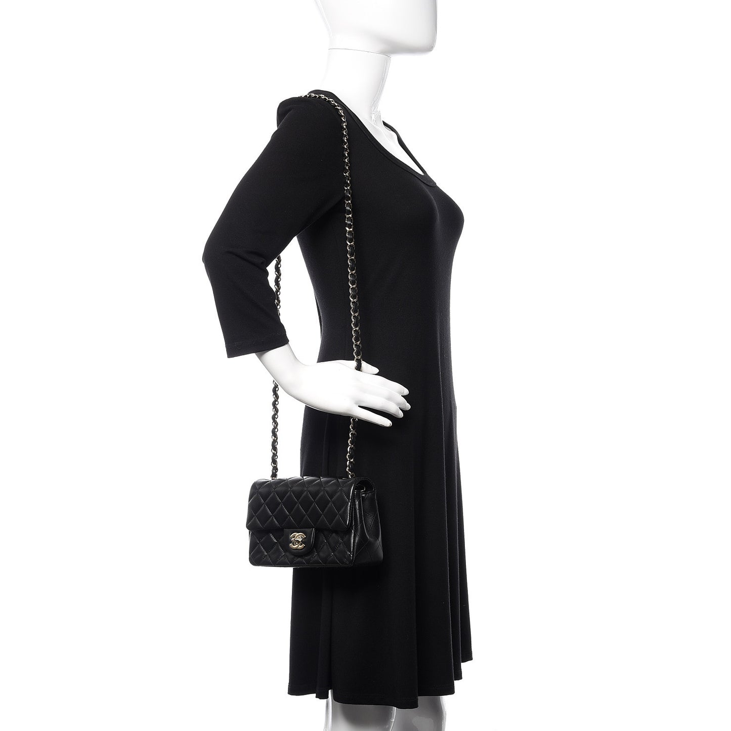 Lambskin Quilted Mini Rectangular Flap Black