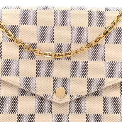 Louis Vuitton Damier Azur Pochette Felicie Chain Wallet Rose Ballerine 9 of 15