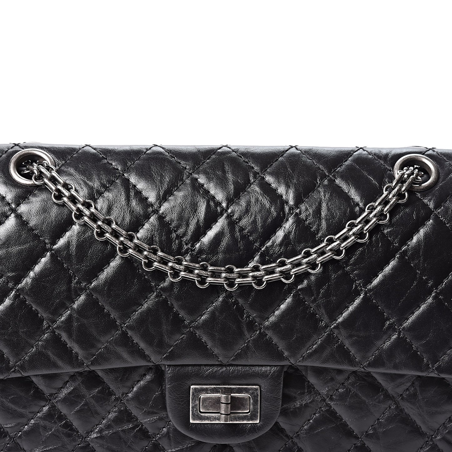 Aged Calfskin Quilted 2.55 Reissue 225 Flap Black