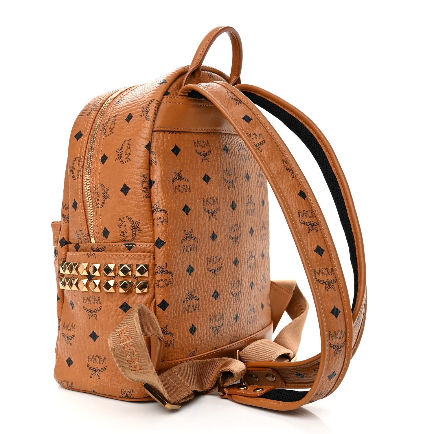 MCM Visetos Small Side Stud Stark Backpack Cognac Cognac 3 of 10
