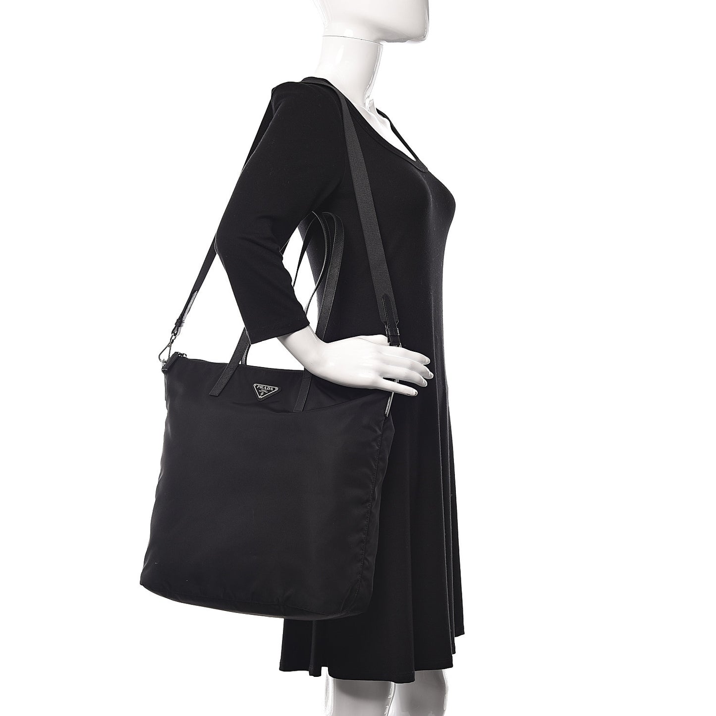 Tessuto Nylon Saffiano Tote Black