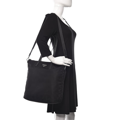 Prada Tessuto Nylon Saffiano Tote Black 2 of 11