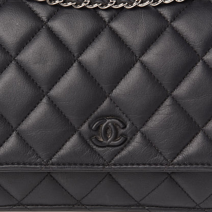 Chanel Calfskin Quilted Wallet On Chain WOC So Black 11 of 12