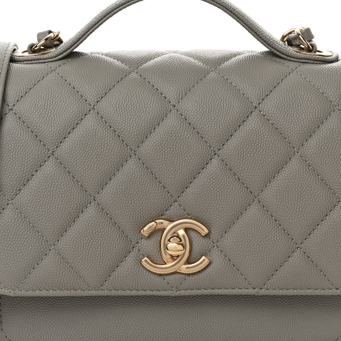 Caviar Quilted Medium Business Affinity Flap Grey