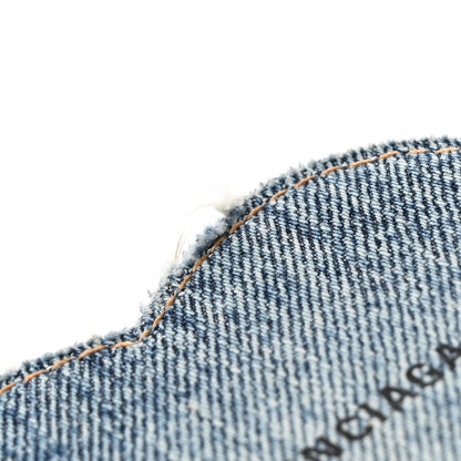 Balenciaga Washed Frayed Denim Crystal Small Le Cagole Shoulder Bag Blue 16 of 16