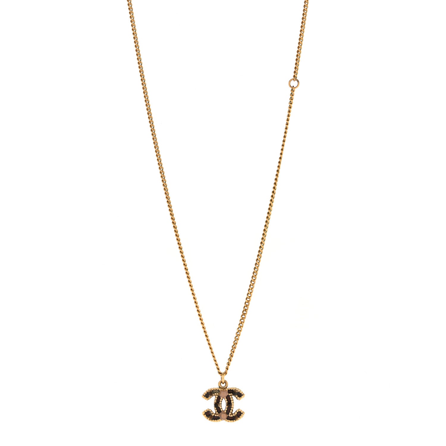 Chanel Resin CC Pendant Necklace Gold 1 of 4