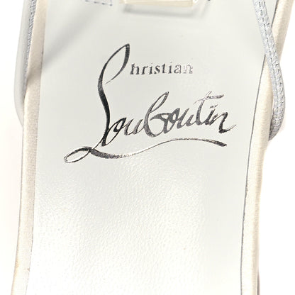 Christian Louboutin Crepe Satin Suede Condora Lacestrass 85 Sandals 38.5 Ivory 7 of 9
