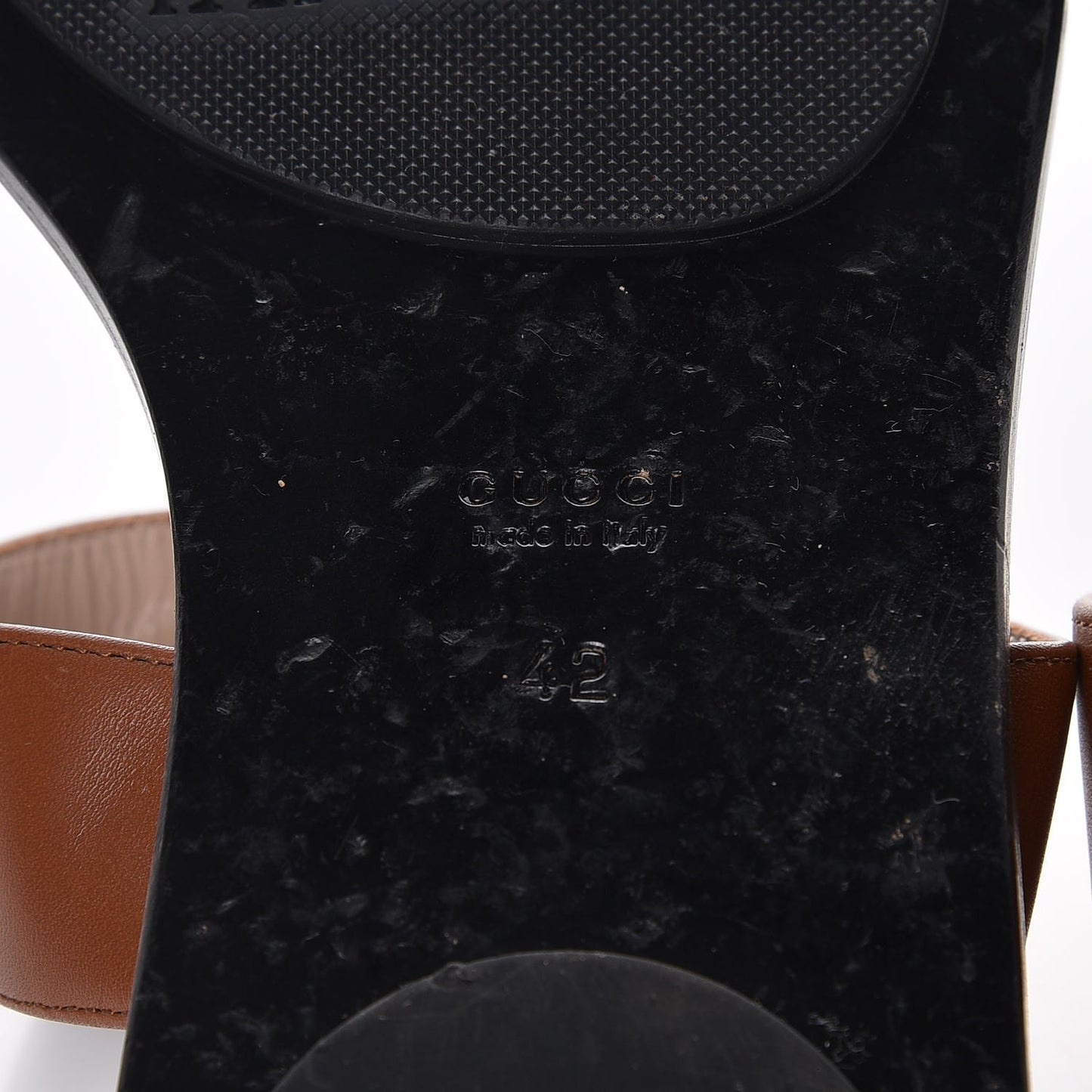 Calfskin GG Marmont Thong Sandals 42 Cognac