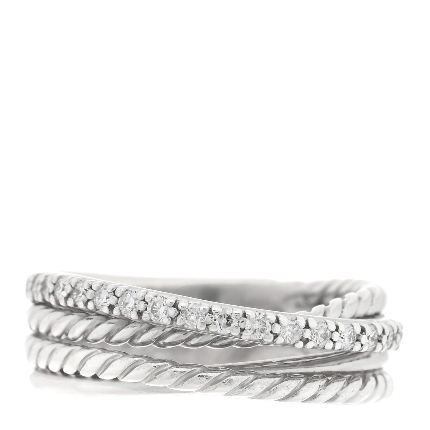 Sterling Silver Diamond 7mm Crossover Ring 54 6.75
