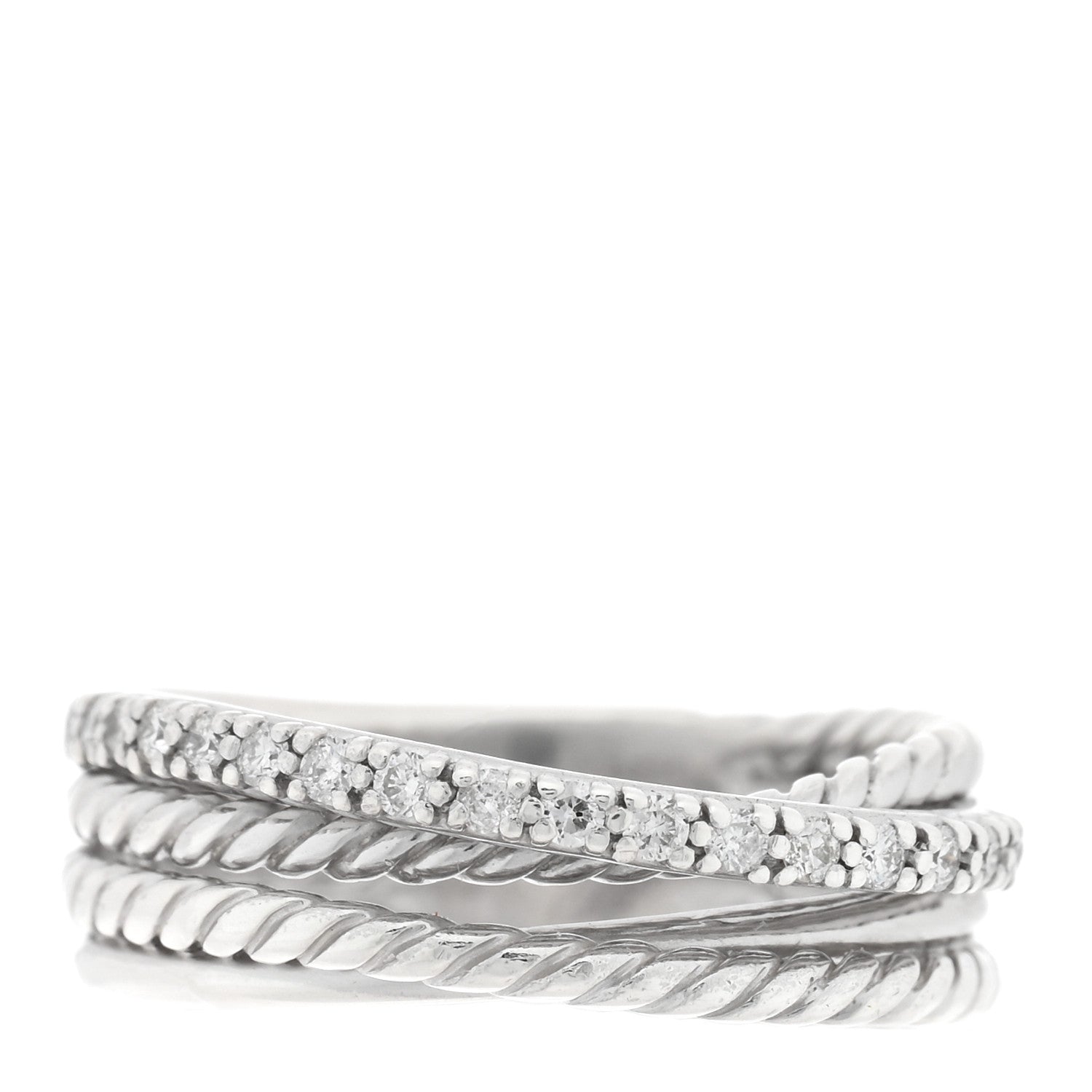 David Yurman Sterling Silver Diamond 7mm Crossover Ring 54 6.75 1 of 4