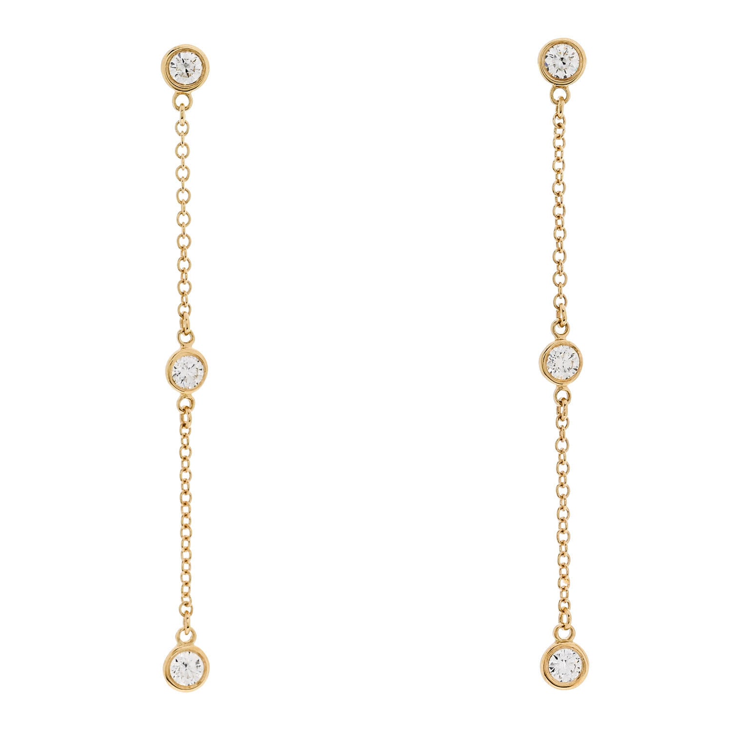 Tiffany 18K Yellow Gold Diamond .30ctw Elsa Peretti Diamonds by the Yard Drop Earrings 1 of 6