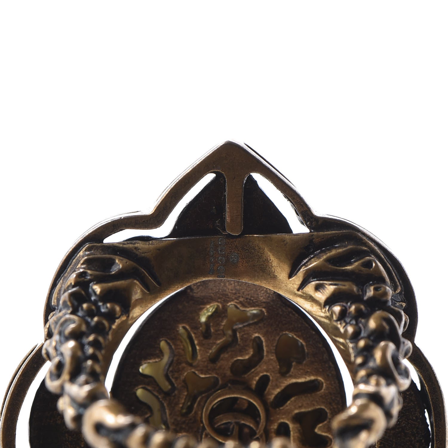 Gucci Metal Crystal Velvet Resin RIng 5 Aged Gold Black 4 of 6