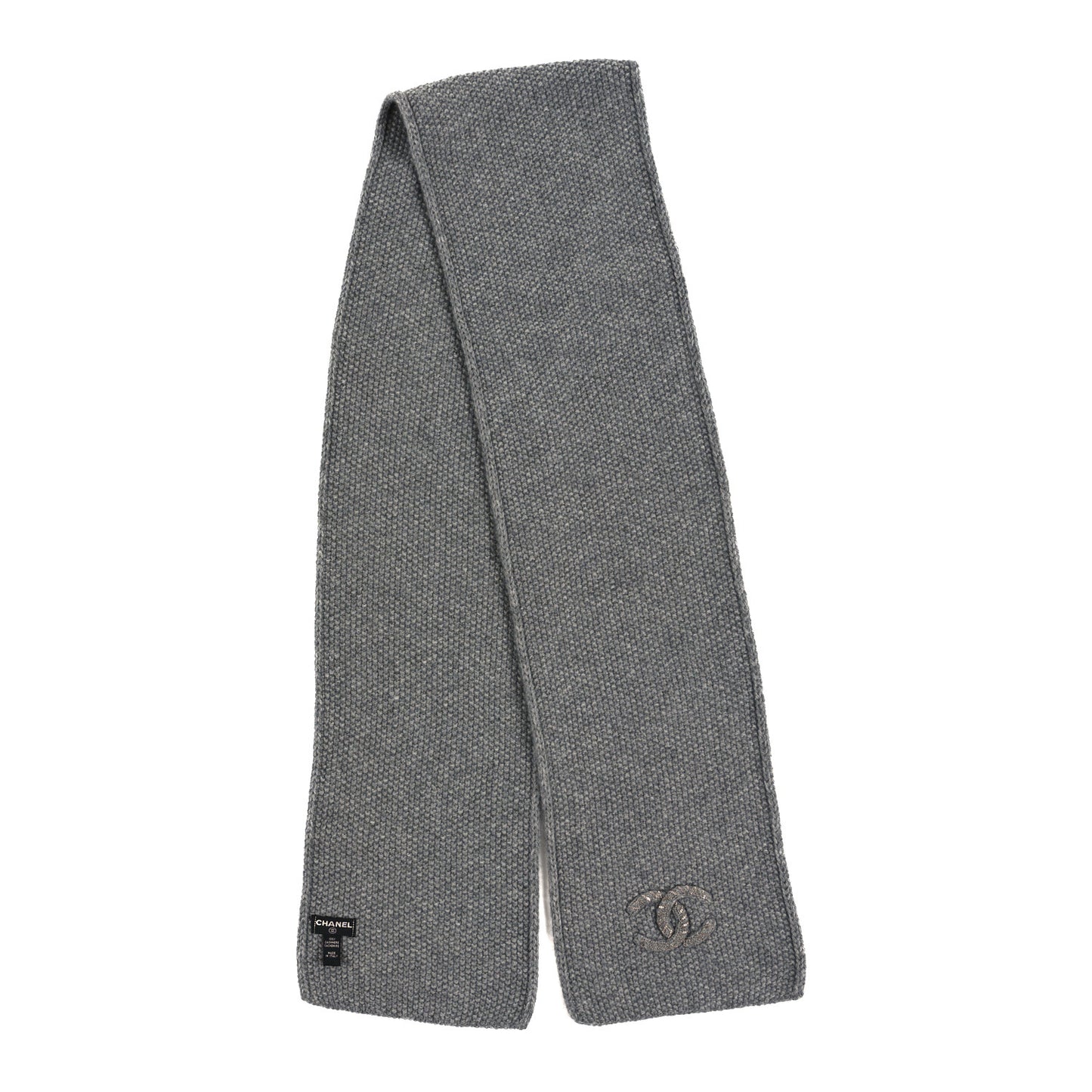 Cashmere Knit CC Scarf Grey