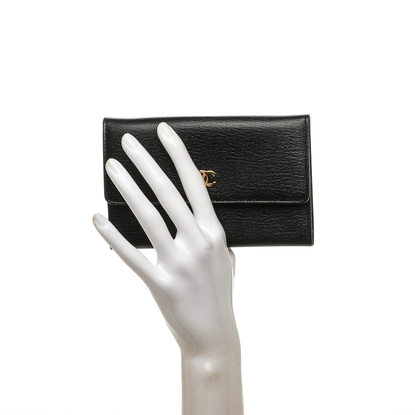 Goatskin Small CC Flap Wallet Black