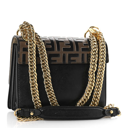 Fendi Vitello Liberty Bi-Color FF 1974 Embossed Small Kan I Shoulder Bag Black Maya 3 of 12