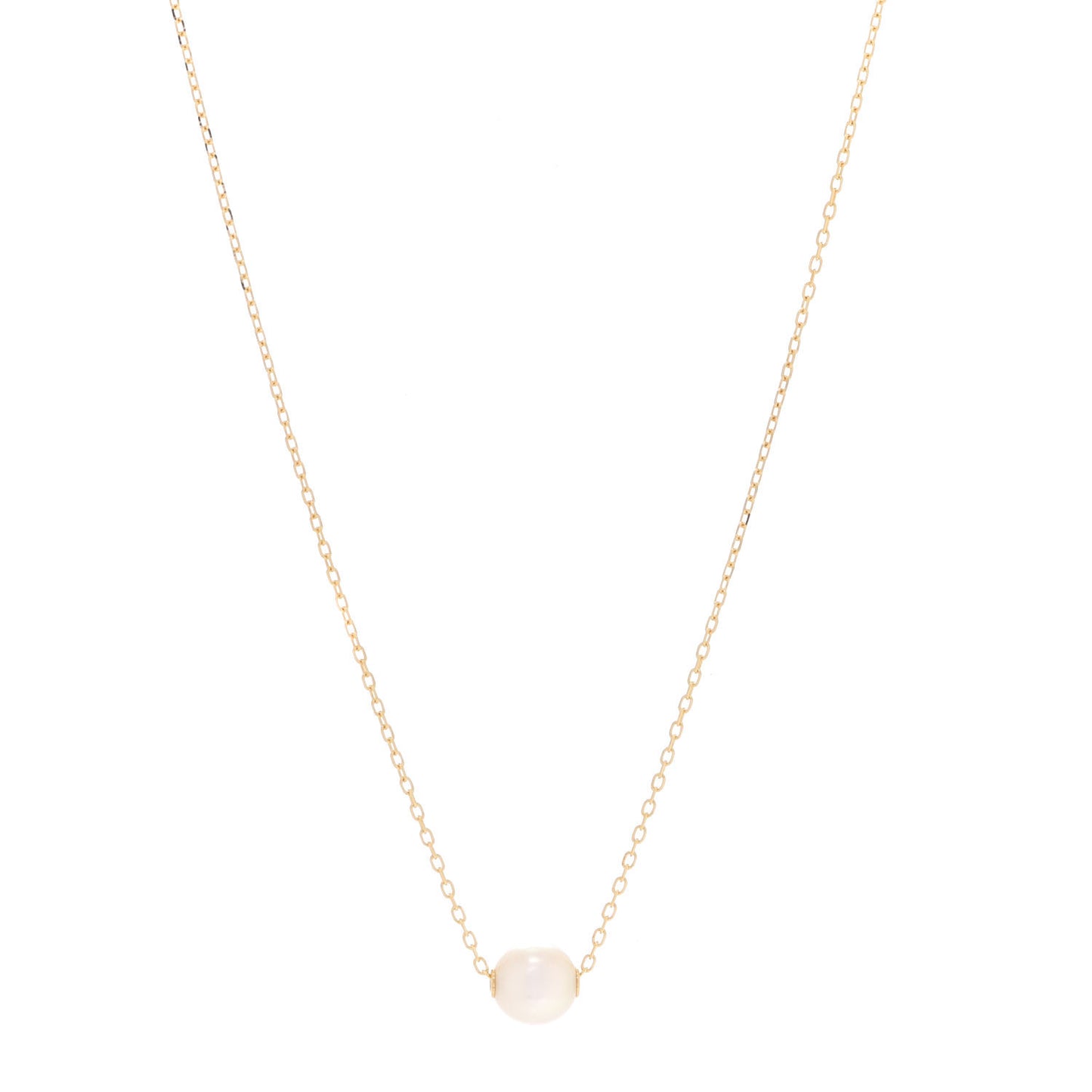 18K Yellow Gold Akoya Pearl 8mm Single Pendant Necklace