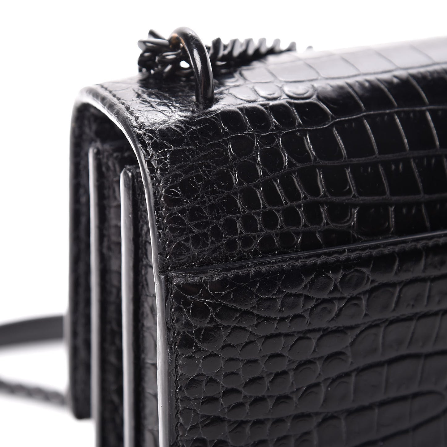 Calfskin Crocodile Embossed Medium Monochrome Monogram Sunset Black