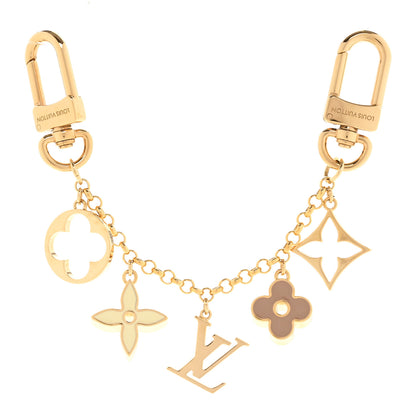 Louis Vuitton Brass Enamel Fleur De Monogram Bag Charm Chain Gold 1 of 5