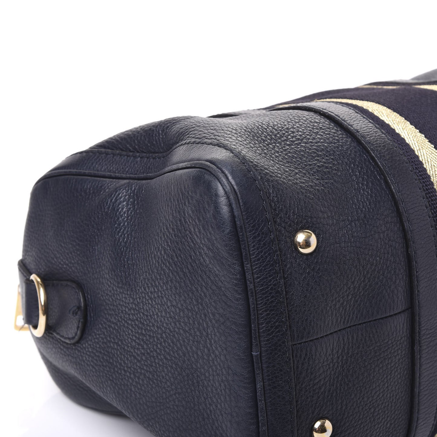 Calfskin Vintage Web Medium Boston Navy