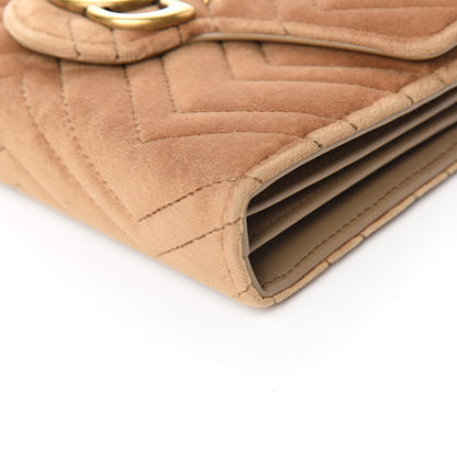 Gucci Velvet Matelasse GG Marmont Chain Wallet Taupe 10 of 12