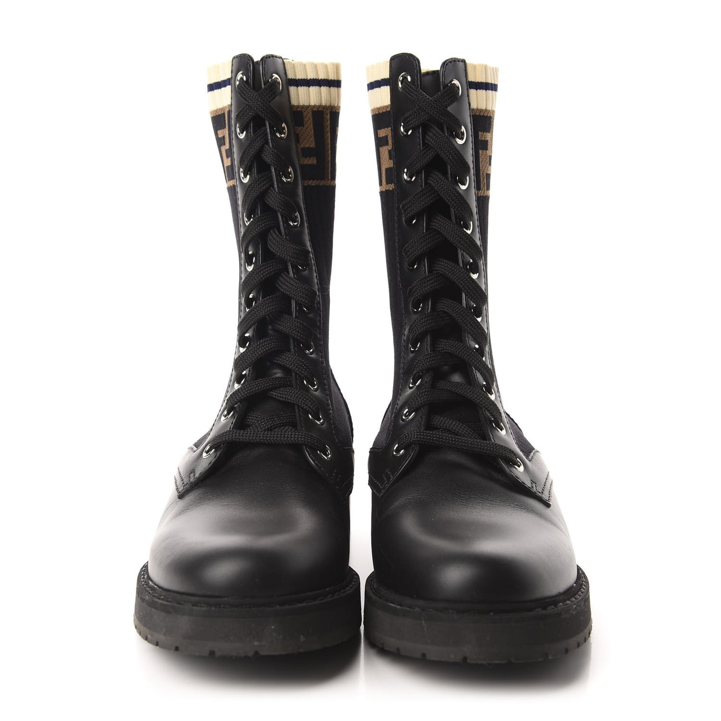 Calfskin Stretch Fabric Rockoko Biker Boots 38 Tobacco Black Marino