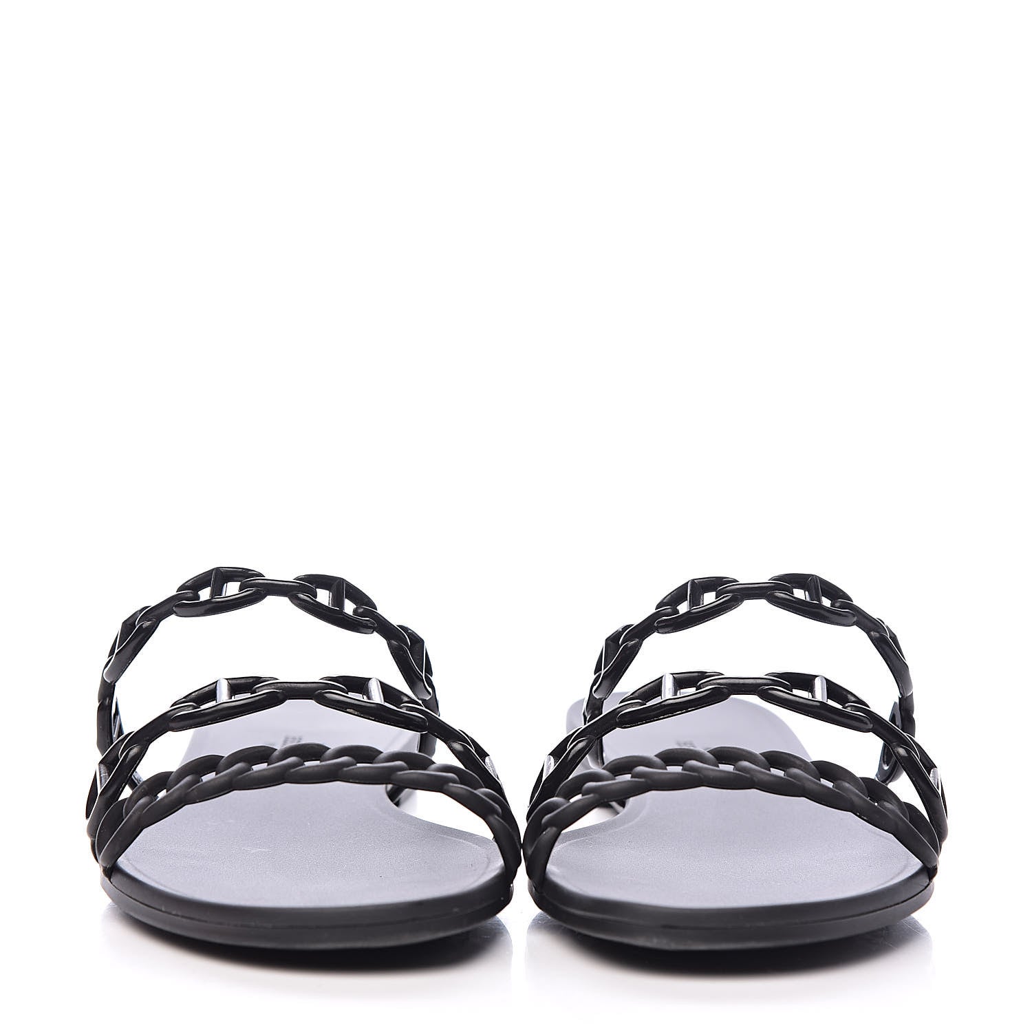 Hermes Rubber Chaine d'Ancre Rivage Sandals 40 Black 2 of 9