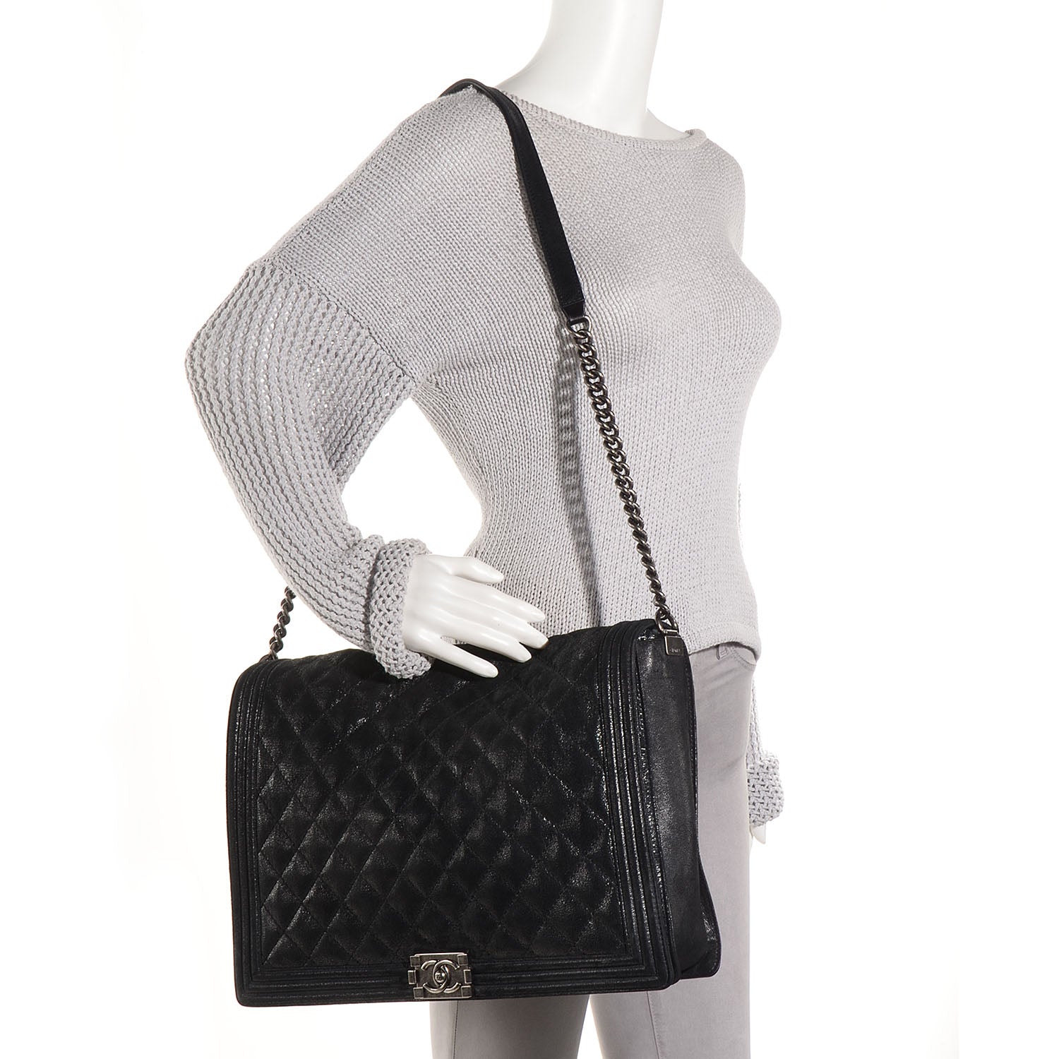 Chanel Goatskin Quilted Large Gentle Boy Flap Black 2 of 7